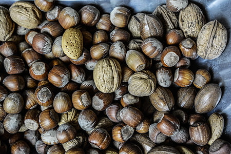 nuts, hazelnuts, walnuts, food, healthy, vegetarian, almond
