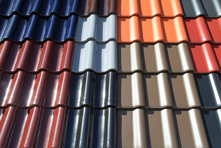 telha, telhas, cores intensas, tijolo, cobertos, estrutura, telhas de telhado