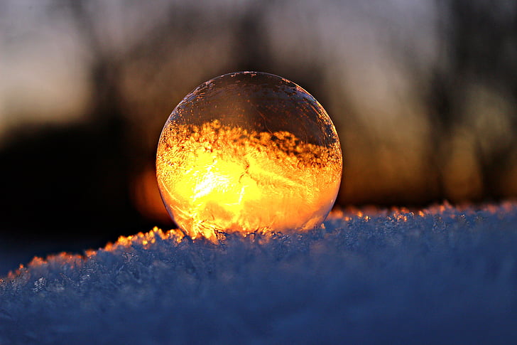 eiskristalle, mýdlová bublina, Afterglow, zmrazená bubble, zmrazené, Frost puchýř, sáček s ledem