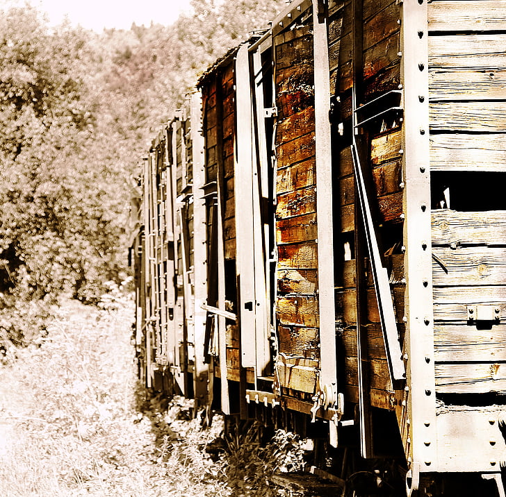 kereta api, Kereta pemakaman, zughalde, lama, membusuk, kayu, kereta api kayu