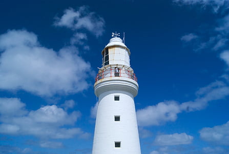 Lighthouse, rannikul, Ocean, Travel, valge, sinine, taevas