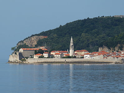 Budva, Montenegro, kota tua, Balkan, Mediterania, Laut Adriatik, Steeple