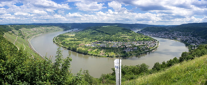Rhinen, Panorama, landskapet, himmelen, elven, natur, Lake