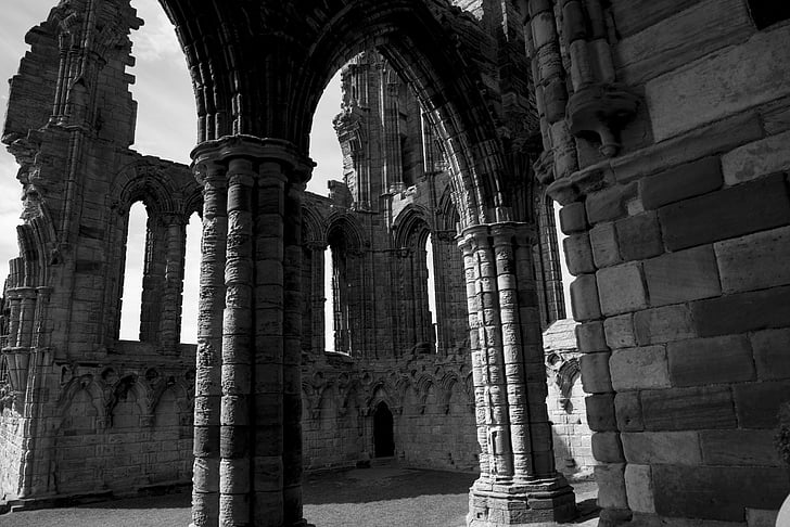 Whitby abbey, ruiner, historie, England, kirke, gamle, gamle