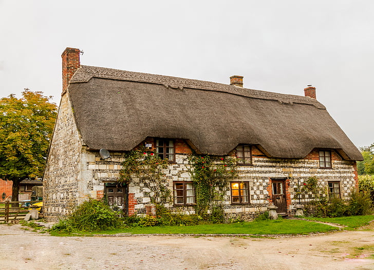 harmaa, musta, Betoni, House, ovi, ruusuikkuna, Wiltshire