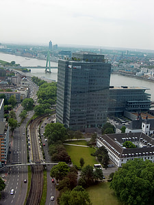 Cologne, vue aérienne, ville, toits, paysage de toit, Panorama