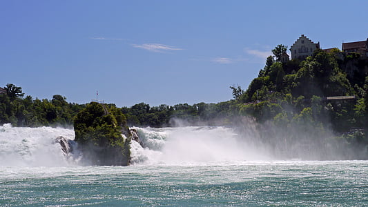 waterfall, rhine falls, switzerland, water, nature, river