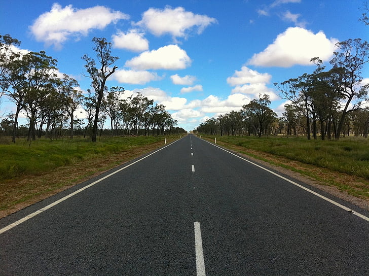 Australië, Gregory highway, weg, hemel, wolken, landschap, schilderachtige