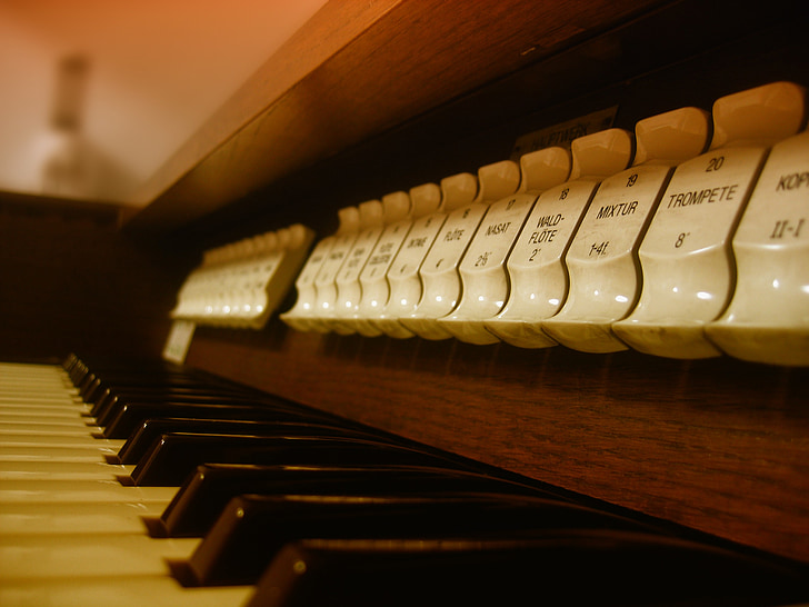 orgue, instrument, Église, bouton, clavier, Paramètres, musique