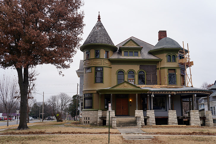 huis, 1800, Landmark, Emporia, Kansas, bouw, buitenkant