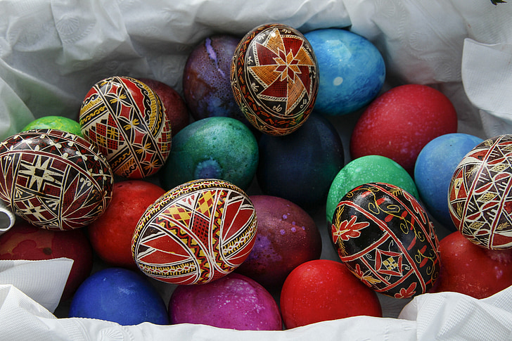 Paasei, beschilderde ei, decoratie, kleurrijke, symbool, ontwerp, handwerk vakantie