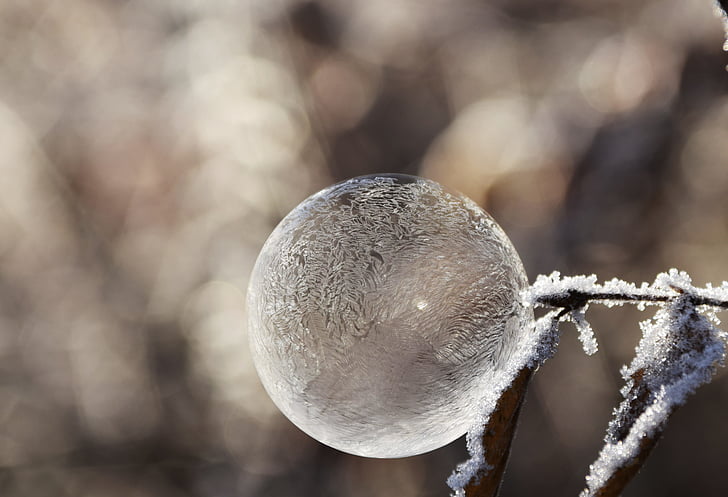 bubble, soap bubble, ball, frost, winter, mood, beautiful