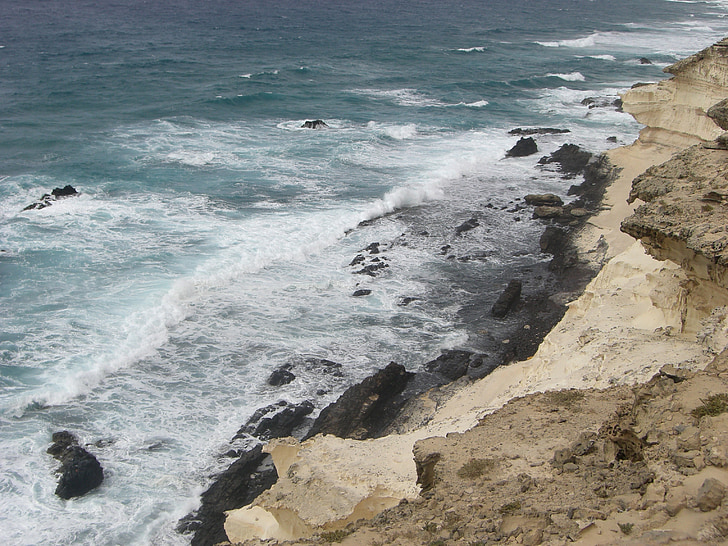 Fare surf, Costa, onda, spiaggia, mare, Fuerteventura, roccia