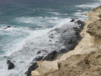 Surf, pobrežie, vlna, Beach, more, Fuerteventura, Rock
