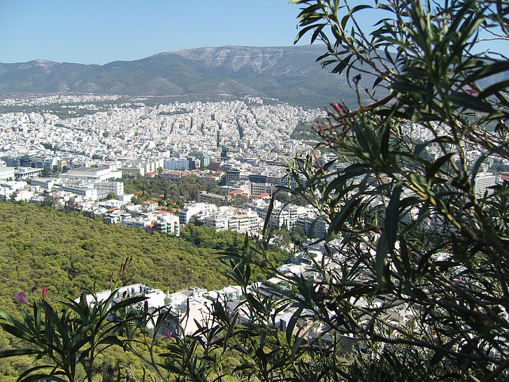 panoramy, Ateny, Grecja, horyzont, Latem, kapitału, szeroki