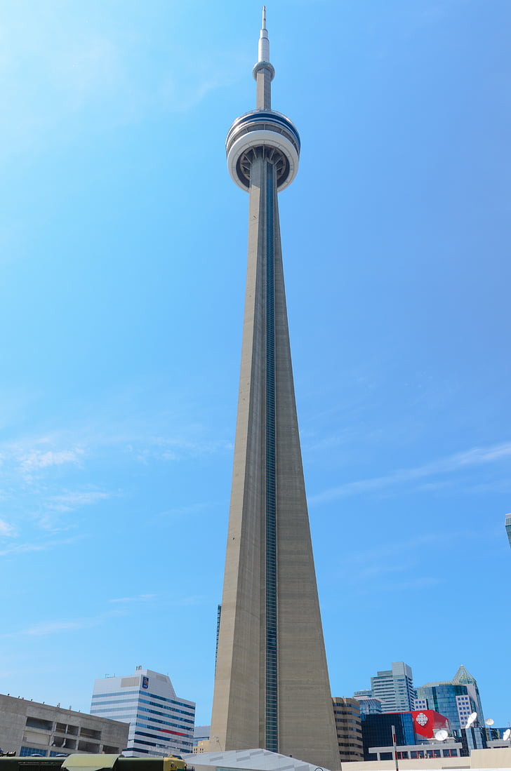 het platform, blauwe hemel, gebouw, CN tower, hemel, wolkenkrabber, Toronto