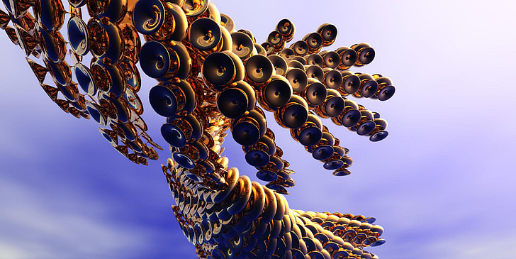 computer, afbeelding, abstract, goud, computergraphics, 3D, 3 dimensionale