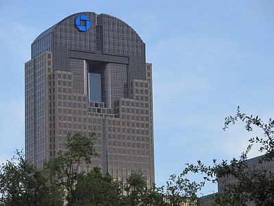 Dallas, Panorama, miesto centras, biurų pastatas, stiklo fasadas, pastatas, aukštos u pastato