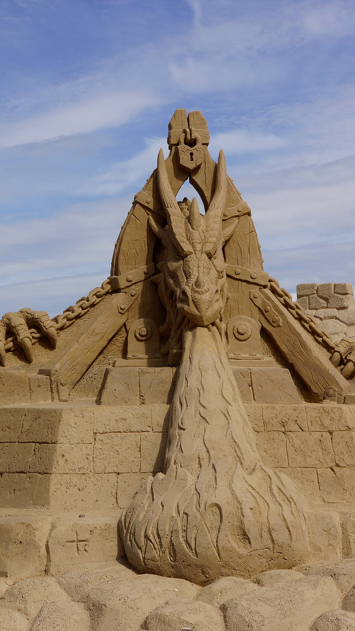 sandcastle, sand sculpture, dragon, finnish, lappeenranta