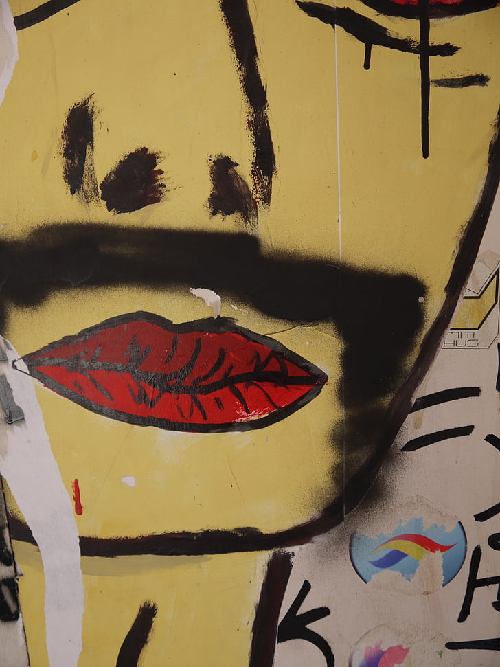 Graffiti, Gesicht, Urban, junge, Wand