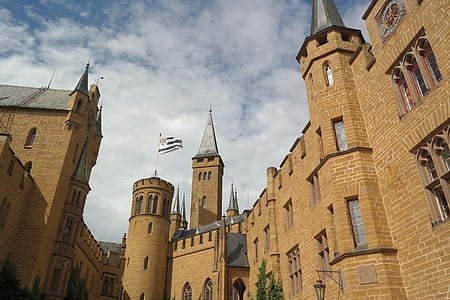 Zamek, Twierdza, dziedziniec, Hohenzollern, Zamek Hohenzollern, rodowego zamku, Badenia Wirtembergia