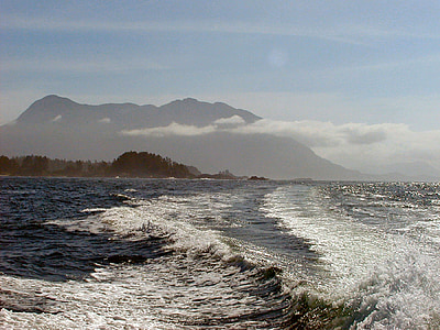 excursion en bateau, vagues, du Pacifique, l’île de Vancouver, Colombie-Britannique, Canada, paysage