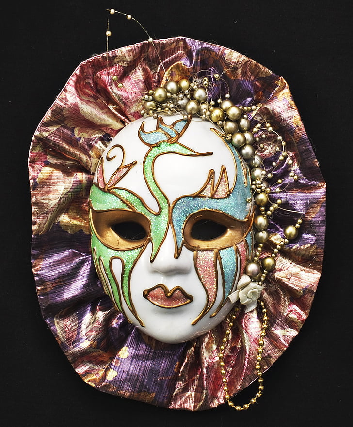 Maska, porcelan, ženski, Maska - prikrivanje, Benetke - Italija, človeškim obrazom, karneval