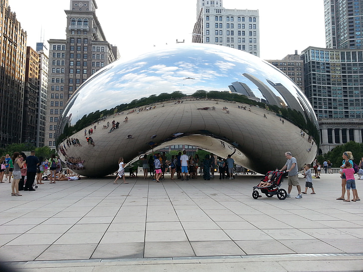 Čikagos pupelių, Čikagos, Ilinojus, miesto centras, Architektūra, šiuolaikinio meno, susimąstymas