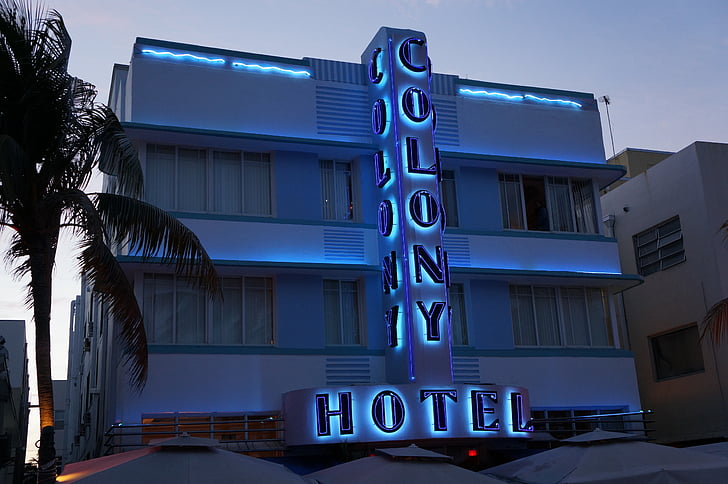 Hôtel, colonie de l’hôtel, route de l’océan, Miami beach, Floride