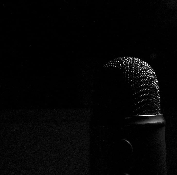 mikrofon, temno, avdio, mikro, snemanje, zvok, snemanje zvoka