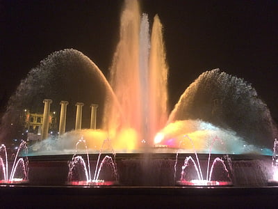 Fontaine, eau, lumières, couleurs, Barcelone