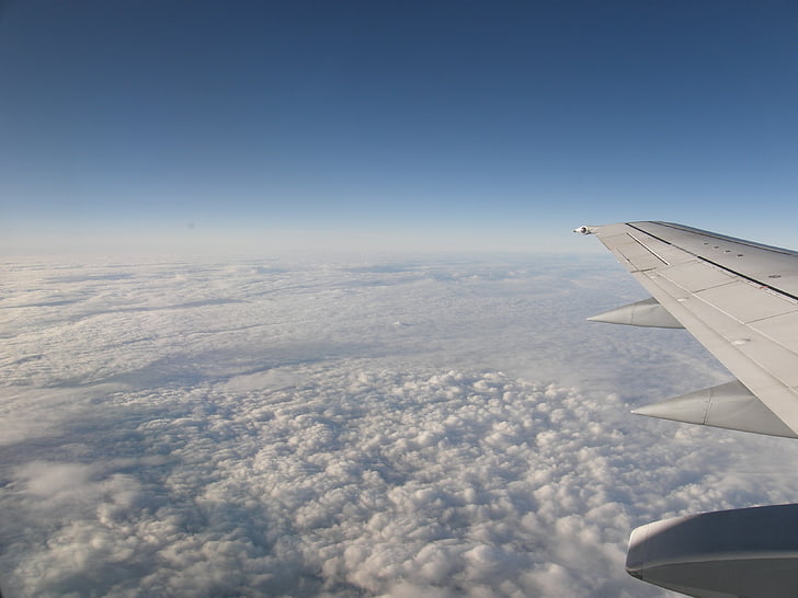 Sky, nuages, mouche, Jet, bleu, avion, avion