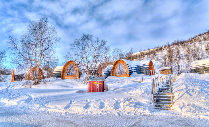 Kirkenes, Norveška, arhitektura, planine, krajolik, snijeg, priroda