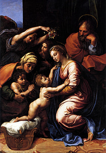 Raffaello sanzio, mākslinieku, gleznotājs, canigiani Svētā ģimene, eļļas glezna, kanva, mākslas darbs
