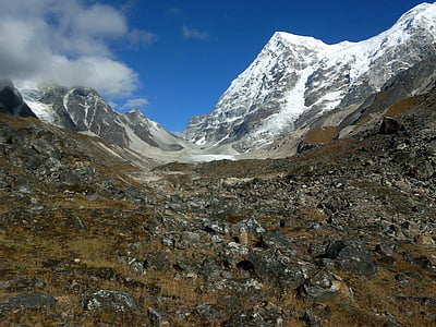 India, rathong, Glacier, mäed, lumi, jää, maastik