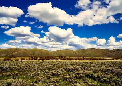 Colorado, colinas, céu, nuvens, pradaria, paisagem, HDR
