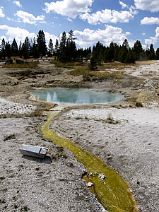 geothermal, pond, yellowstone national park, wyoming, usa, landscape, scenery
