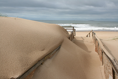 orageux, sable, chemin d’accès, mer, plage, nature, en plein air