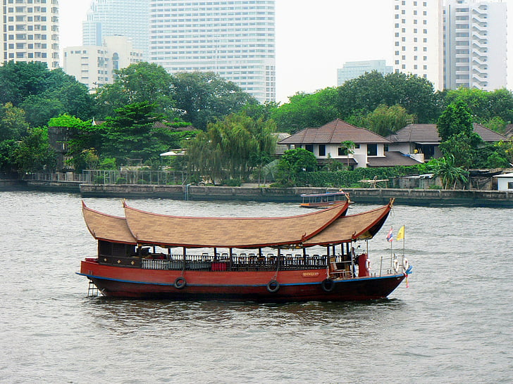 Thailand, Bangkok, floden, vatten, båt, fukt, Tropical