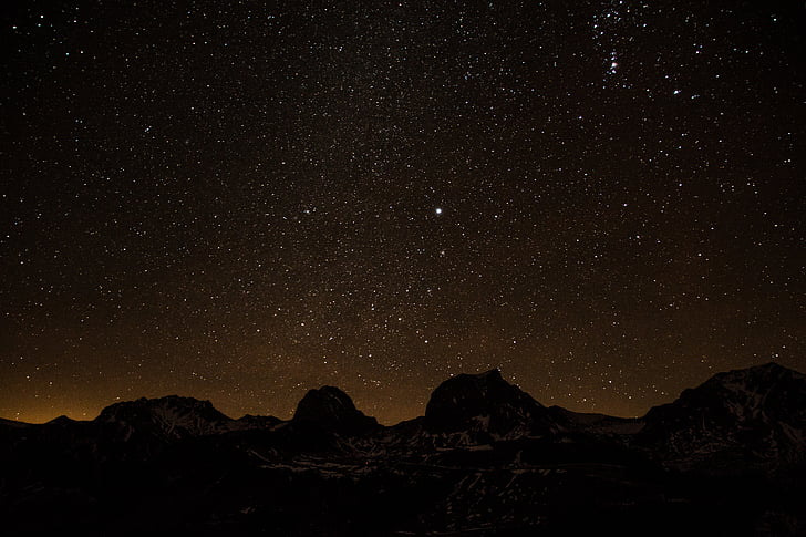 starry sky, star, mountains, long exposure, evening sky, switzerland, gurnigel