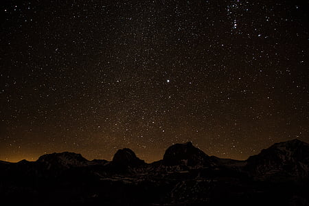 starry sky, star, mountains, long exposure, evening sky, switzerland, gurnigel
