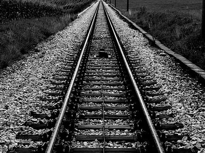 train, tracks, rails, vanishing point, symmetry, train tracks, transportation