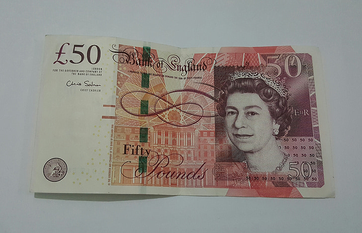 pounds, Sterling, 50, valuta, britiske, penge, England