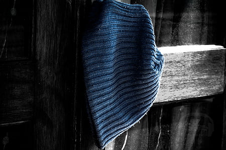 bin, sombrero, azul, puerta, Chill, frío