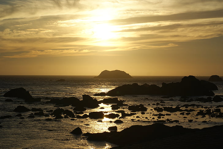 zachód słońca, Ocean zachód słońca, Coastline zachód słońca, Ocean, morze, wody, Słońce