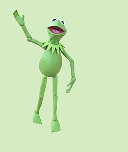 Kermit, sapo, Muppet, Figura de ação, verde, a acenar, Olá