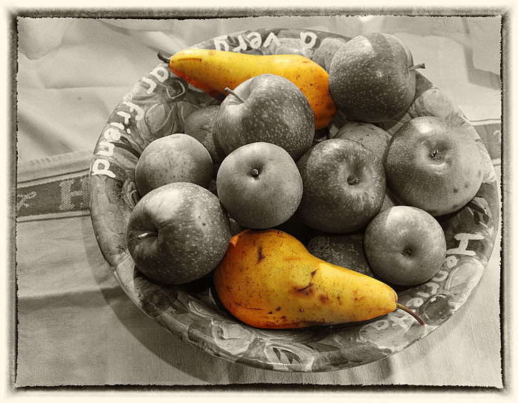 плодове, все още живот, плодове, ябълка, здрави, поднос с плодове, храна