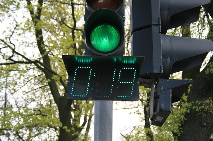 robot, ljus, grön, sekunder, timern, säkerhet, Street
