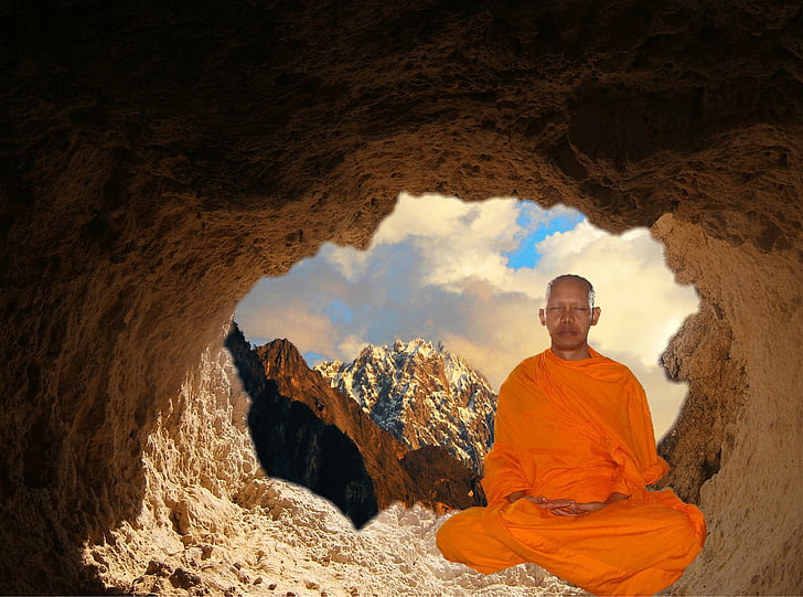 Buddyjski, Mnich, Buddyzm, Medytacja, oświecenie, religia, wiara