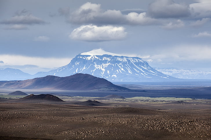 アイスランド, 山, 火山, 風景, 自然, 風景, 雪